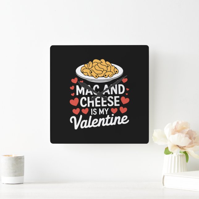 Mac och Cheese Valentine Mac n Cheese Älskare Gift Fyrkantig Klocka (Hem)