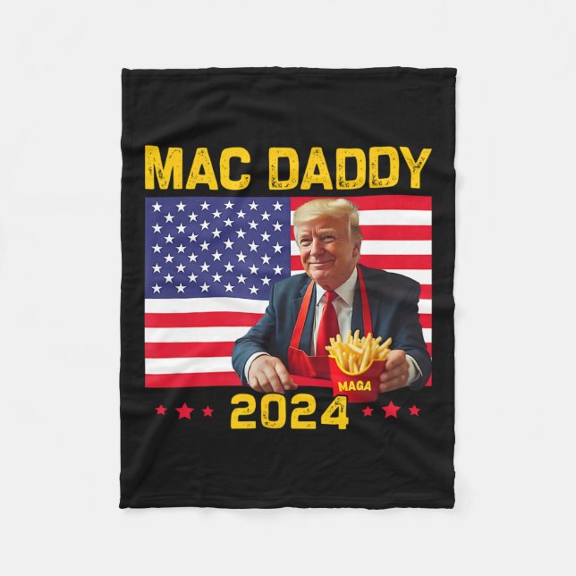 Mac pappa Funny Trump Skapar Fries Mega Donald Tru Fleecefilt (Framsidan)