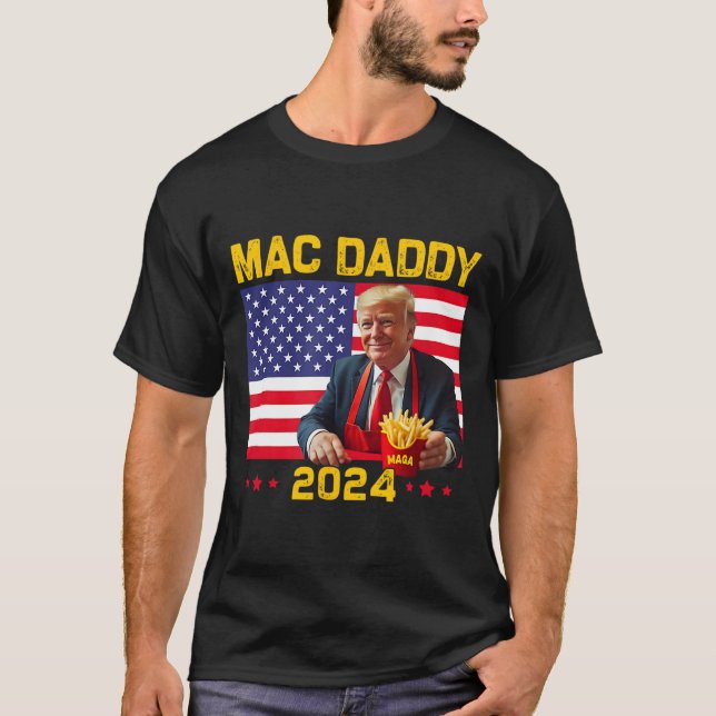 Mac pappa Funny Trump Skapar Fries Mega Donald Tru T Shirt (Framsida)