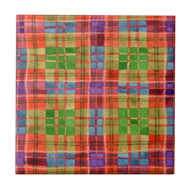 MAC RAE TARTAN 4,25" Kvadratisk Keramisk Platta Kakelplatta (Framsidan)
