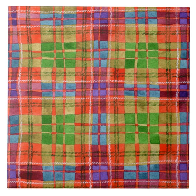 MAC RAE TARTAN 6-tums keramiskt plattor i kvadrat Kakelplatta (Framsidan)