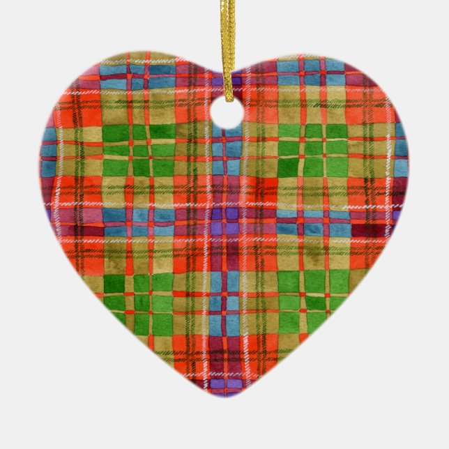 MAC RAE TARTAN Ceramic Heart Ornament (Framsidan)