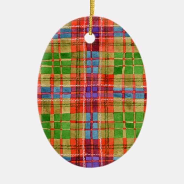 MAC RAE TARTAN Ceramic Oval Ornament (Framsidan)
