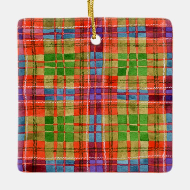 MAC RAE TARTAN Ceramic Square Ornament (Framsida)