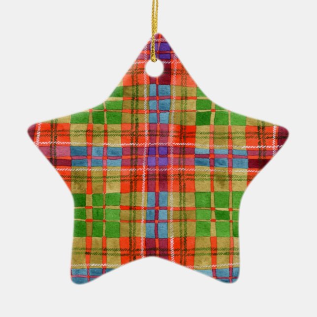 MAC RAE TARTAN Ceramic Star Ornament (Framsidan)