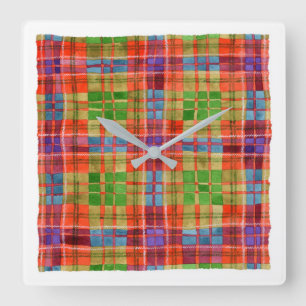 MAC RAE TARTAN Fyrkantig Akryl Väggklocka