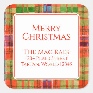 MAC RAE TARTAN Large Square Adress Sälar Fyrkantigt Klistermärke