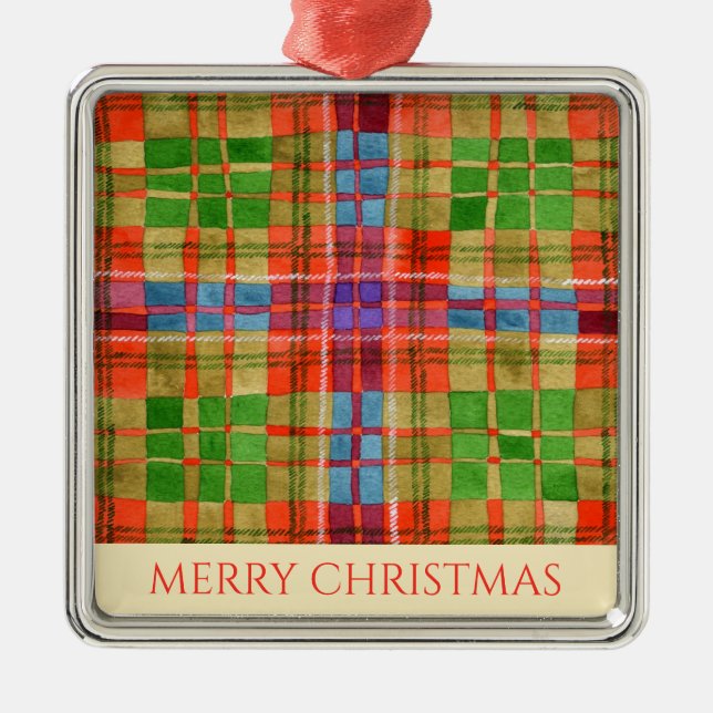 MAC RAE TARTAN Premium Square Ornament + Text (Framsidan)