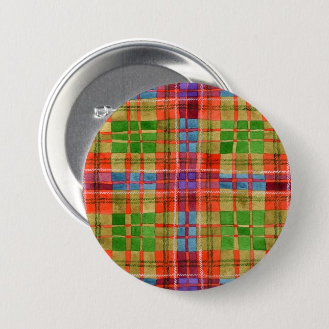 MAC RAE TARTAN Round Pin Button Knapp (Framsida & baksida)