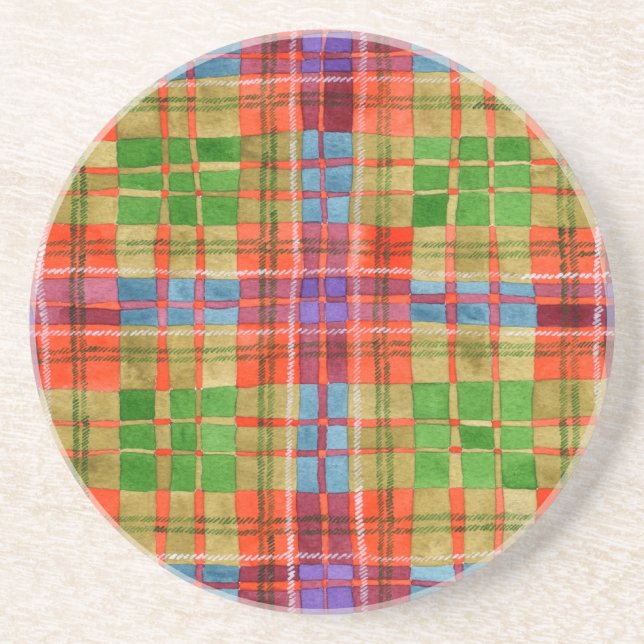 MAC RAE TARTAN Round Sandstone Underlägg (Framsidan)