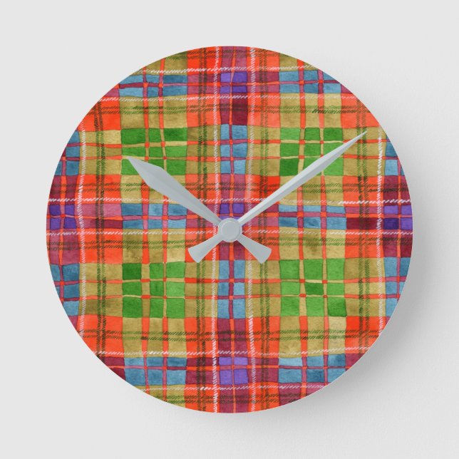 MAC RAE TARTAN Rund akrylväggslås Rund Klocka (Framsida)