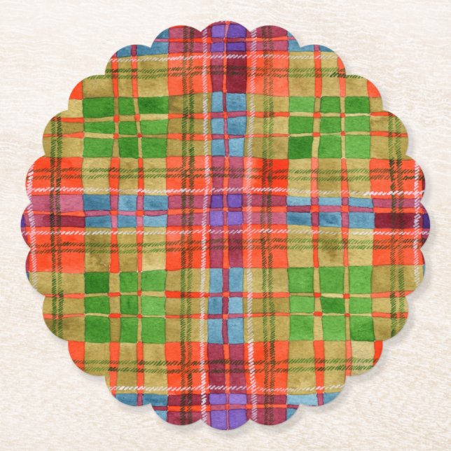 MAC RAE TARTAN Runda fyrkantiga papperstoskar Underlägg Papper (Framsida)