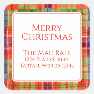 MAC RAE TARTAN Små fyrkantiga kuvert med adresslås Fyrkantigt Klistermärke