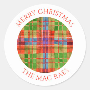 MAC RAE TARTAN Small Round Kuvert Seals Runt Klistermärke
