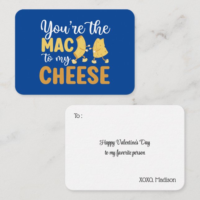 Mac to My Cheese Funny Pun Cute Valentines day Anteckningskort (Fram/baksida)