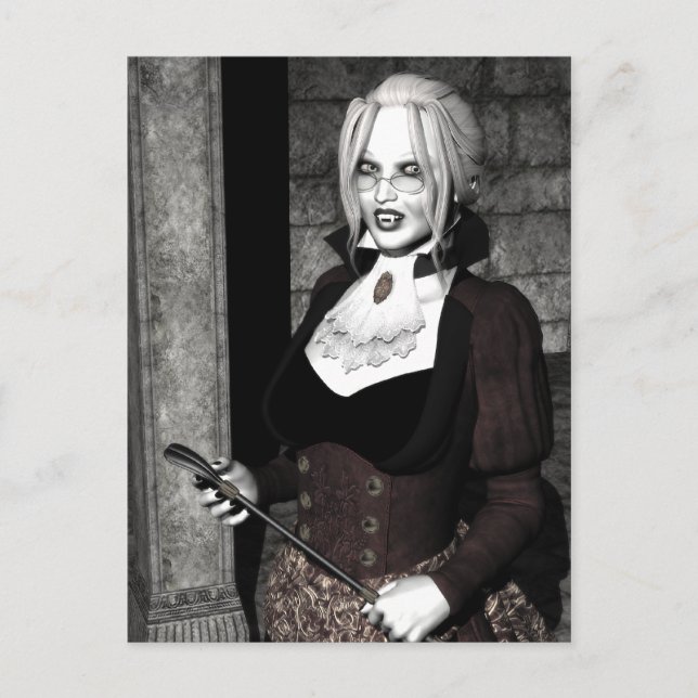 Macabre Älskarinna Gothic Vampire vykort (Framsida)