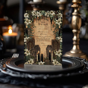 Macabre Candlelit Coffin Halloween Firande Inbjudningar