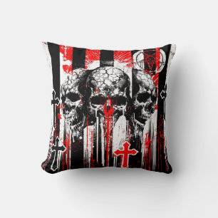 Macabre Elegance: Döskallar och Kor i Gothic Cha Kudde
