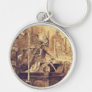 Macabre Halloween-Nyckelring Rund Silverfärgad Nyckelring