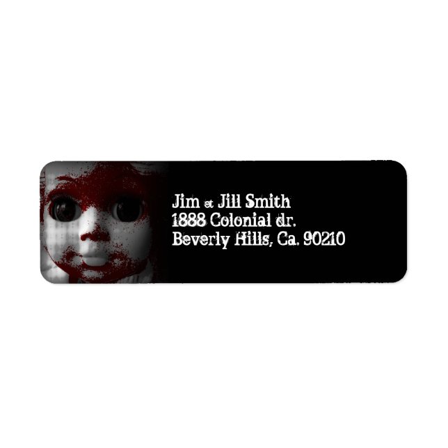 Macabre Living Dead Doll Returadress Etikett (Framsidan)
