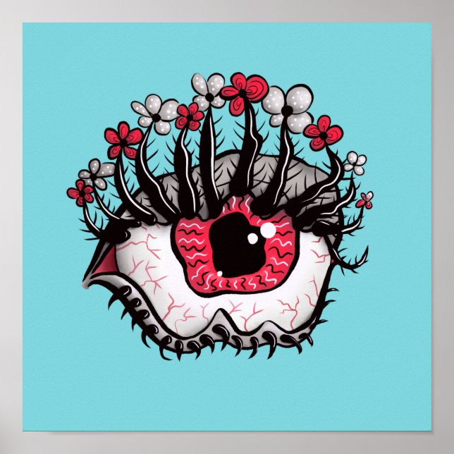 Macabre Öga Melt Creepy Psychedelic Mörk Art Poster (Framsidan)