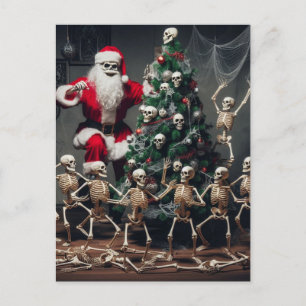 Macabre Skeleton Santa Festive Dancing Skeletons Vykort