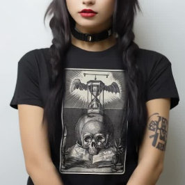 Macabre Skull Medieval Tarot Victorian Gothic T Shirt