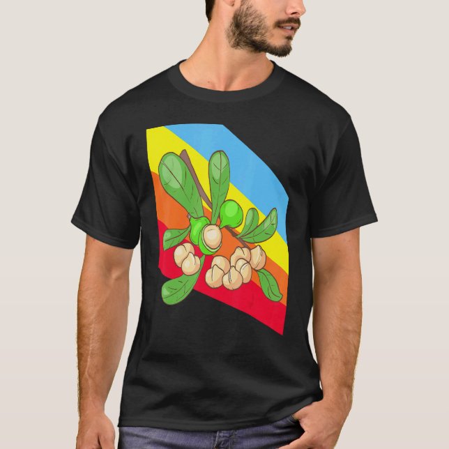 Macadamia nötter mat vegan vegetarisk t shirt (Framsida)