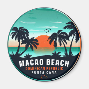 Macao Beach Dominican Retro Sunset Souvenir 60-tal Magnet