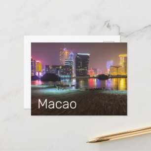 Macao Casino Skyline Panorama China Natt Helg Vykort