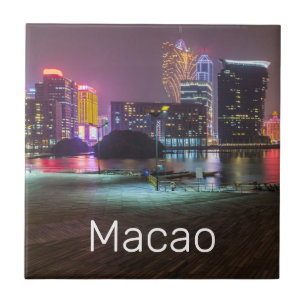 Macao Casino Skyline Panorama China Natt Kakelplatta