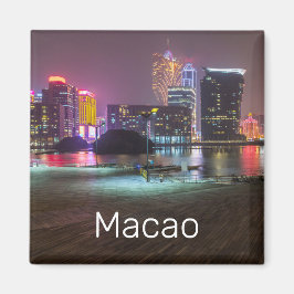 Macao Casino Skyline Panorama China Natt Magnet