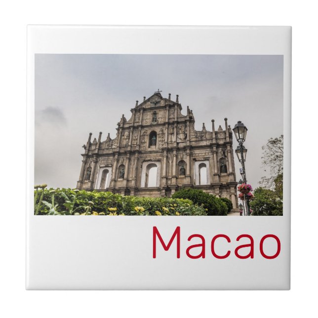Macao Ruin i St. Paul's Church China Souvenir Kakelplatta (Framsidan)