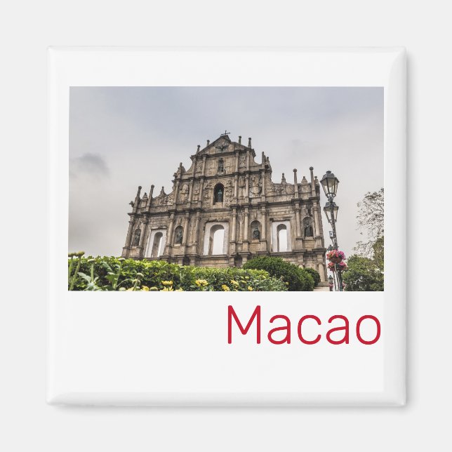 Macao Ruin i St. Paul's Church China Souvenir Magnet (Framsidan)