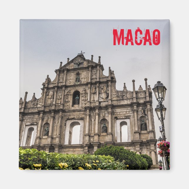 Macao Ruin i St. Paul's Church China Souvenir Magnet (Framsidan)