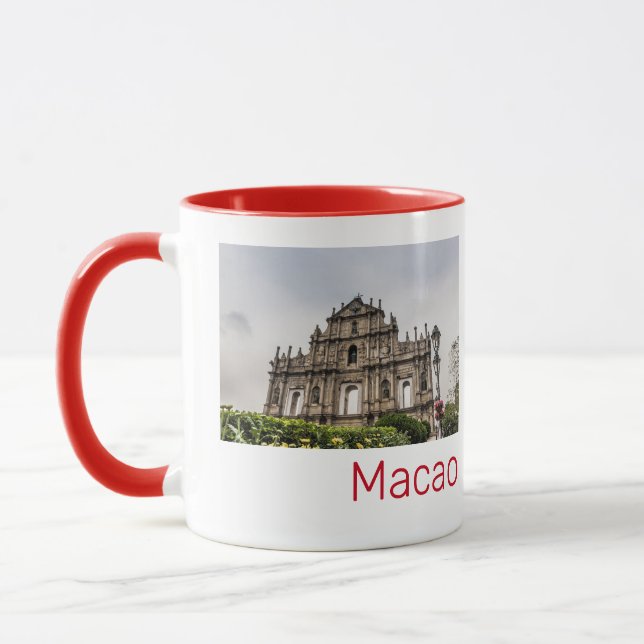 Macao Ruin i St. Paul's Church China Souvenir Mugg (Vänster)