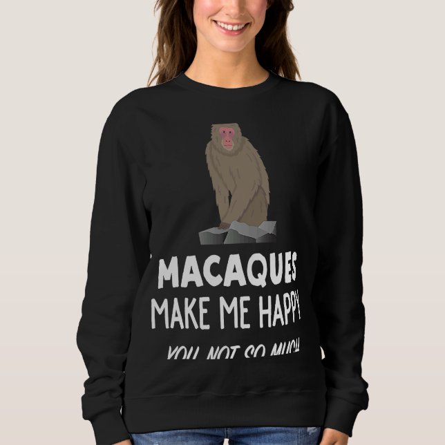 Macaque Monkey Macaques gör mig Lycklig T Shirt (Framsida)