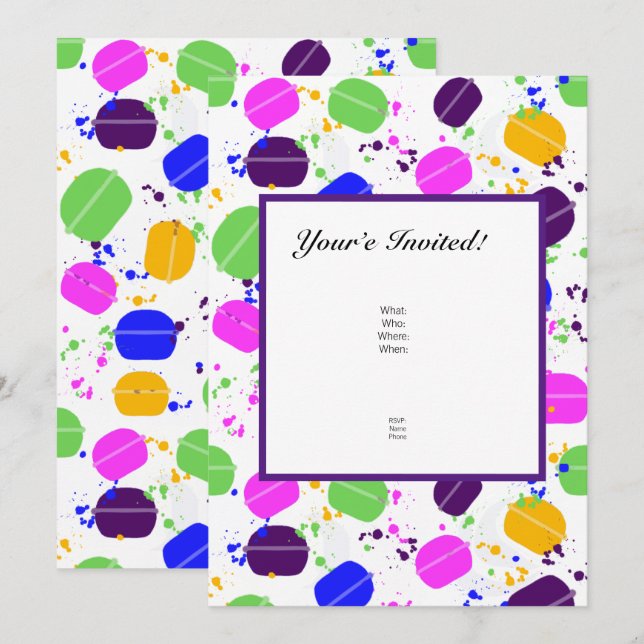 Macaron Confetti-inbjudningar - Personlig Inbjudningar (Fram/baksida)