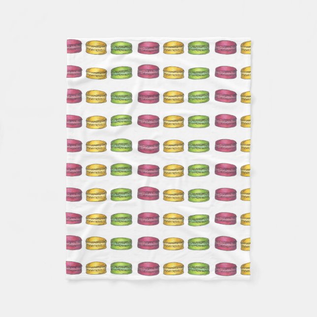 Macaron Cookies Fransk Bakery Pastry Patisserie Fleecefilt (Framsidan)