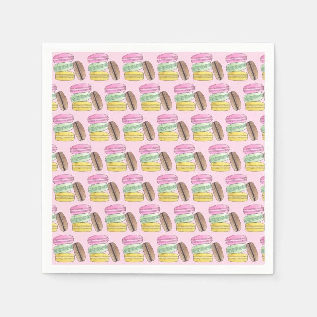 Macaron Fransk Pastry Cookies Macarons Patisserie Pappersservett (Framsidan)