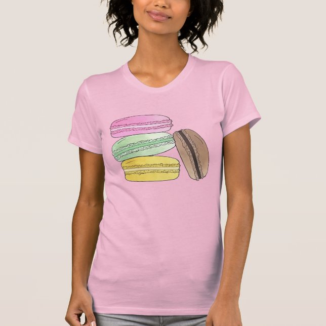 Macaron Fransk Pastry Cookies Macarons Patisserie T Shirt (Framsida)