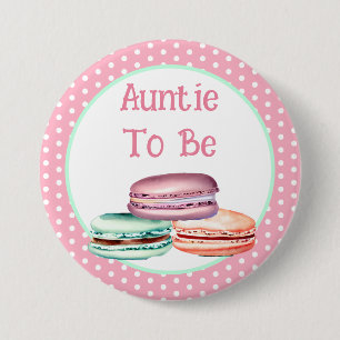 Macaron Girl's Baby Shower Auntie att vara Knapp