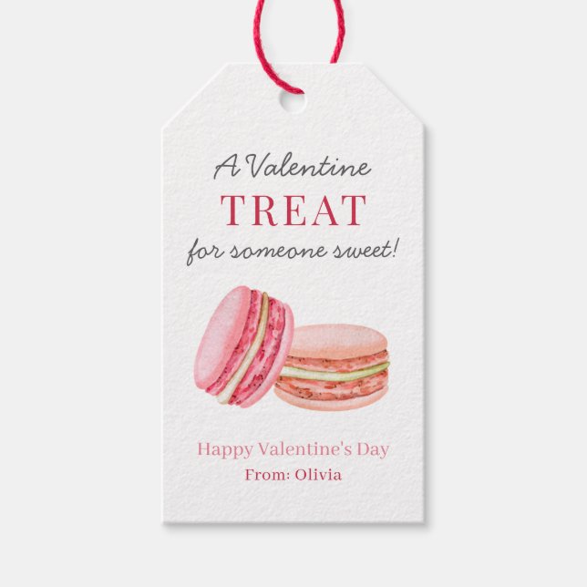 Macaron Happy Valentine's Day Sweet Treat Favors  Presentetikett (Framsidan)