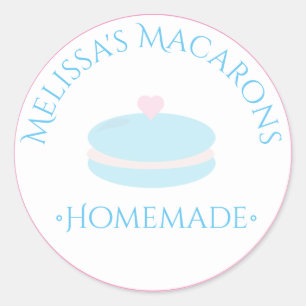 Macaron Hjärtlogoklistermärken Hemmagjord Bageri Runt Klistermärke