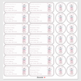Macaron Individuellt namn adress + kuvert Klistermärken