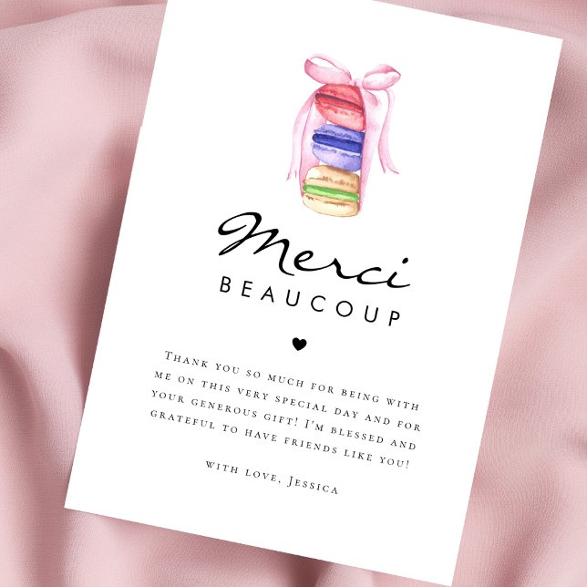 Macaron Merci Beaucoup Fransk Bröllopsfest Tack Kort (Skapare uppladdad)