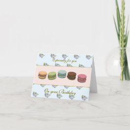 Macaron och Flowers Elegant Birthday Card Kort