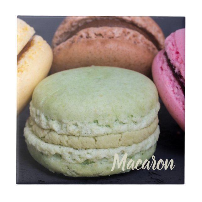 Macaron-pastor för söt tandtråd kakelplatta (Framsidan)