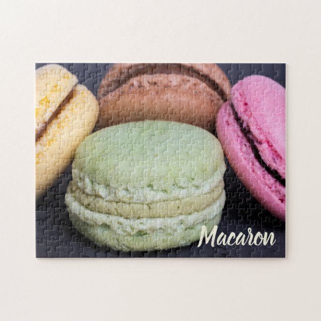 Macaron-pastor för söt tandtråd pussel (Horisontell)