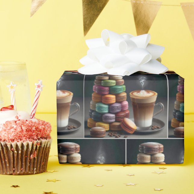 Macaron Stack med latte Presentpapper (Födelsedagsfest)